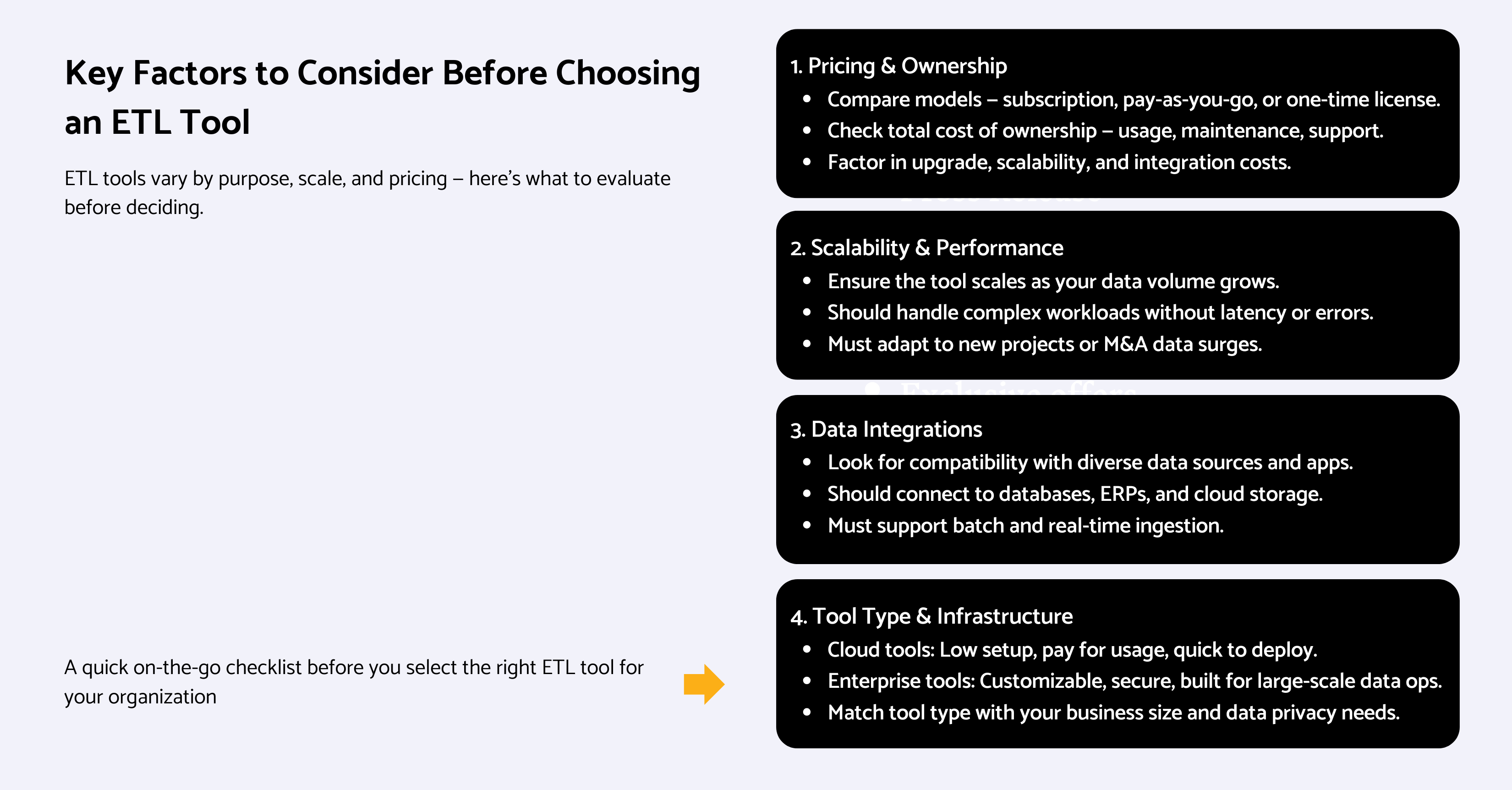 Best ETL Tools to consider Features and pricing - Consider the following before choosing ETL tools.png